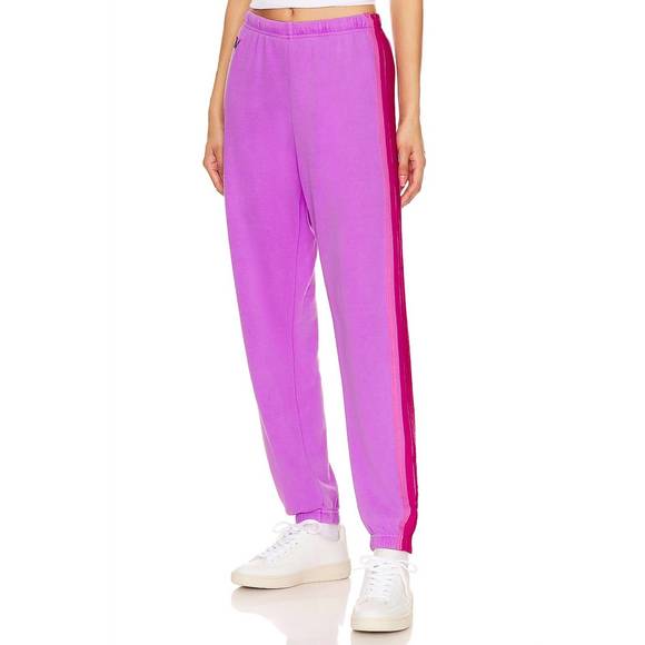 AVIATOR NATION Pants - NEW AVIATOR NATION 5 stripe sweatpant in neon purple/neon